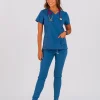 Medicinska bluza SuperStretch petrolej boje – rastezljiva i udobna za medicinsko osoblje, brenda BTS medicinskih uniformi