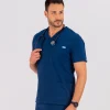 Medicinska bluza SuperStretch teget boje – rastezljiva i udobna za medicinsko osoblje, brenda BTS medicinskih uniformi