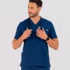 Medicinska bluza SuperStretch teget boje – rastezljiva i udobna za medicinsko osoblje, brenda BTS medicinskih uniformi