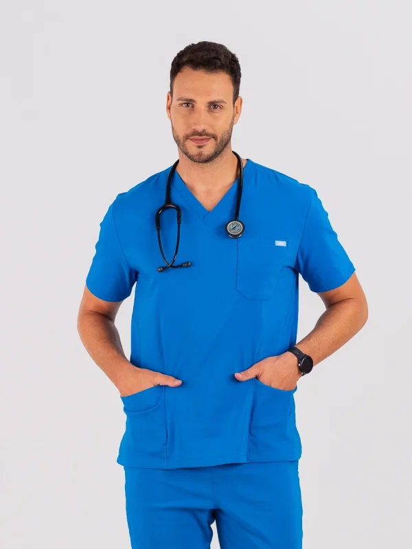 Medicinska bluza SuperStretch petrolej boje – rastezljiva i udobna za medicinsko osoblje, brenda BTS medicinskih uniformi