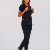Medicinske pantalone SuperStretch slim crne boje – udobne i rastezljive za medicinsko osoblje, brenda BTS medicinskih uniformi
