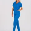 Medicinske pantalone SuperStretch slim rojal plava boja – rastezljive i udobne za medicinsko osoblje, brenda BTS medicinskih uniformi