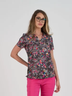 Ženska Bluza Print – Leptirići - BTS medicinske uniforme