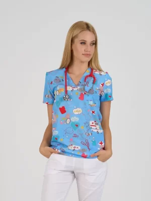 Ženska Bluza Print – Sky - BTS medicinske uniforme