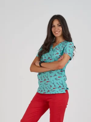 Ženska Bluza Print – Stethoscope - BTS medicinske uniforme